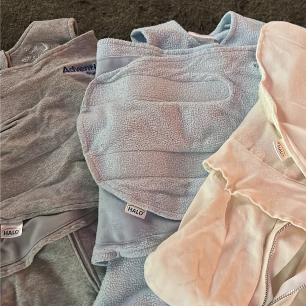 Halo Swaddle Set in Gray, Blue, and Cream